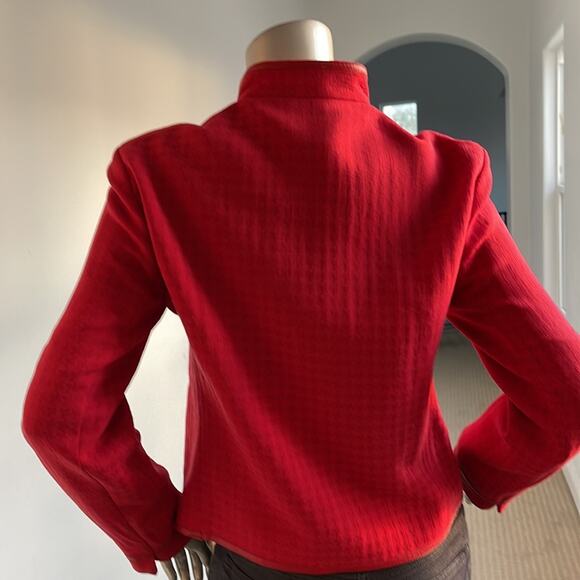 Victor Victoria Red Zipper Jacket Leather Trim Size IT42, USA M - Picture 2 of 13